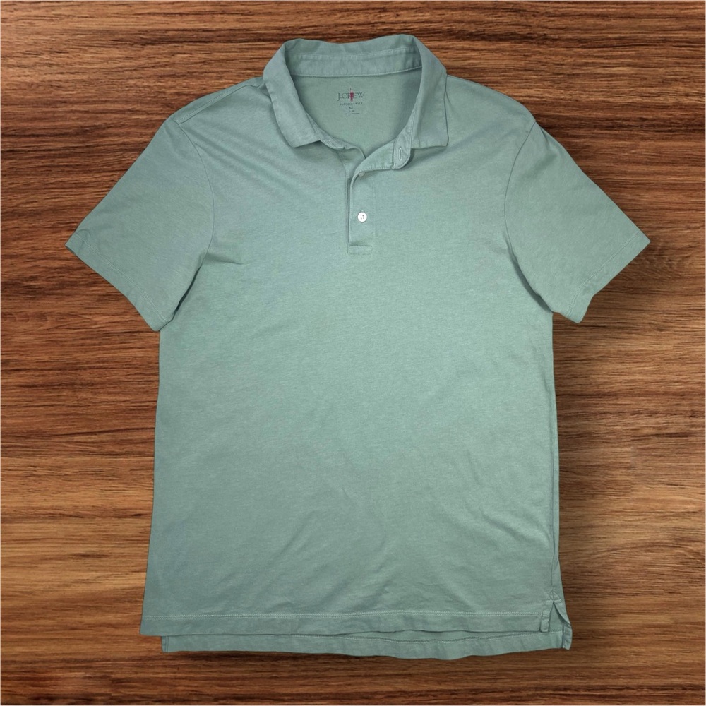 J. Crew Men’s Slim Fit Sueded Jersey Polo in Mint Green. Medium.